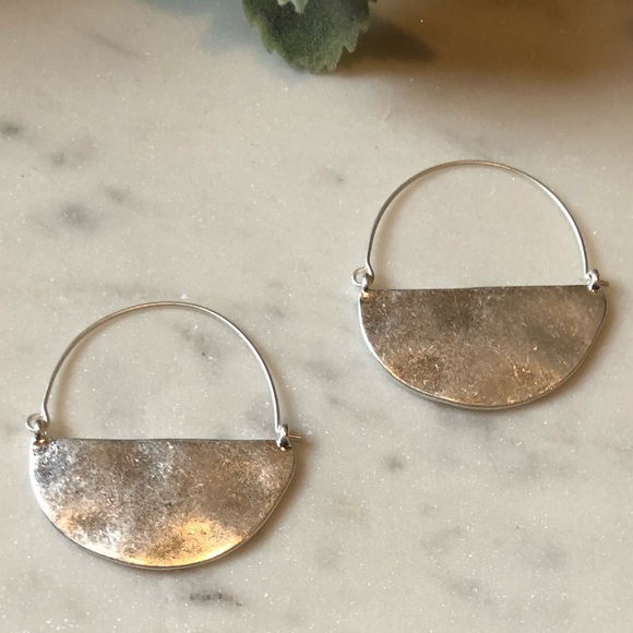 Semi-Circle Hoops in Silver - Picture 3 of 6